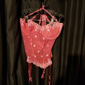 Pink Floral Corset with matching Thong